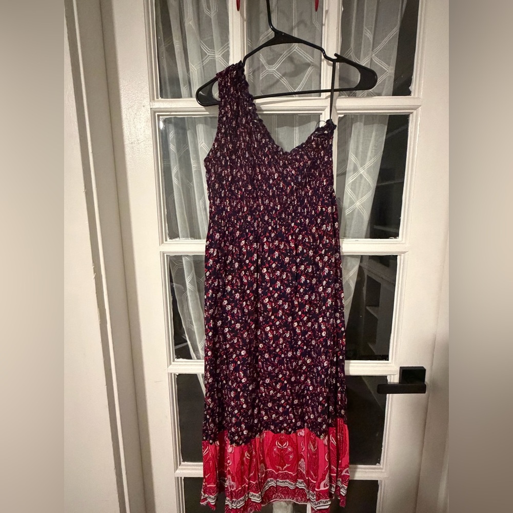 Women’s Floral Maxi Dress in Dark Purple and Red